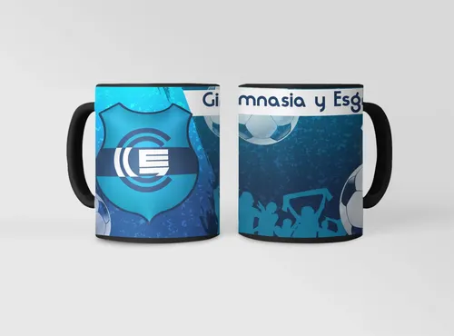 Taza Equipo De Fútbol Argentino Gimnasia Egrima Lp Triperos Negro Fútbol