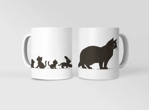 Taza Gatitos Y Papá Gato Diseño Especial Blanco