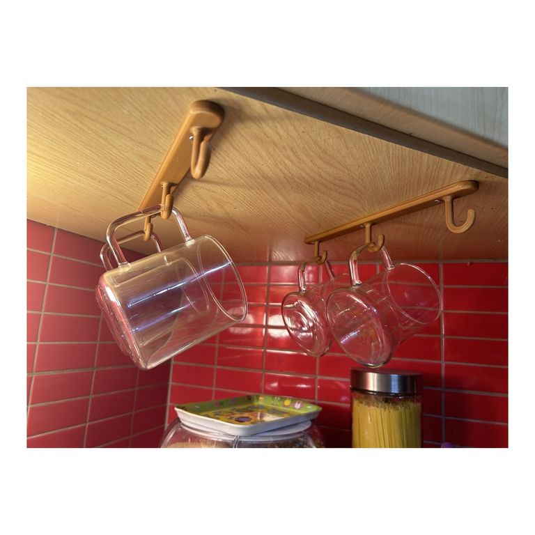 Soporte Tazas Bajo Mueble 4 Ganchos Cocina Organizador