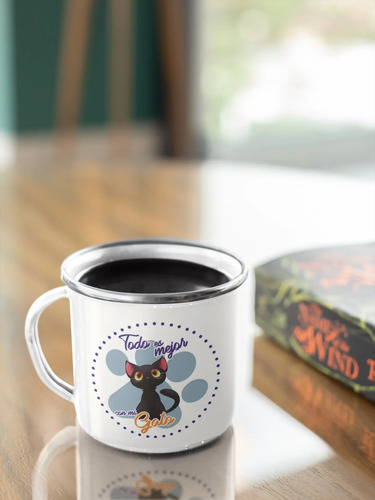 Taza Enlozada Gatito - Tierno Compañero Blanco Gatito Regalo