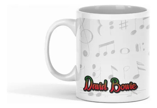 Taza David Bowie Con Diseño Vibrante Y Llamativo Blanco