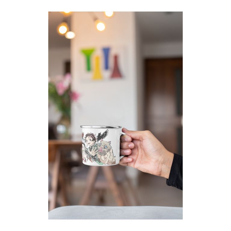 Taza Enlozada Espadas y Demonios con Demon Slayer
