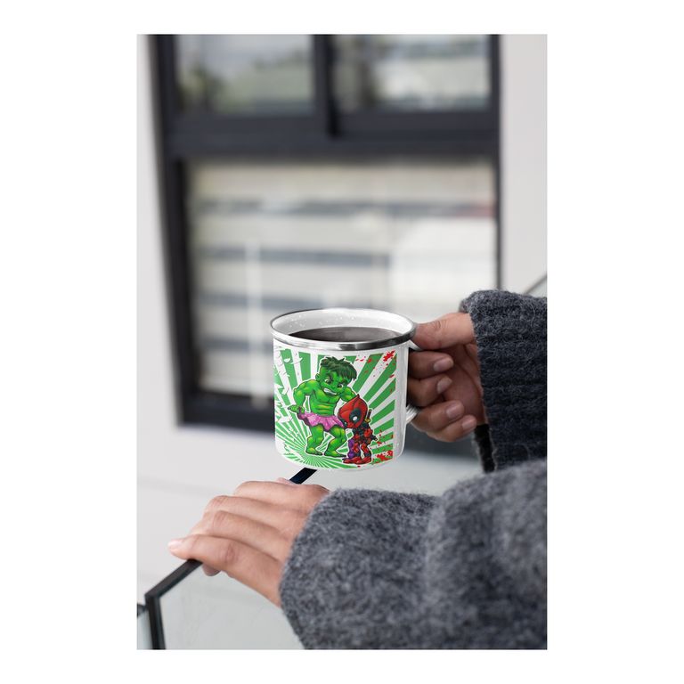 Taza Enlozada Unión Explosiva - Deadpool & Hulk