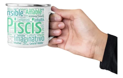 Taza Enlozada Piscis - Sueños Y Sensibilidad Blanco Signos Zodiaco