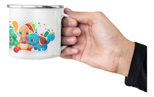 Taza Enlozada Pokémon - Captura Y Entrenamiento Blanco Pokémon
