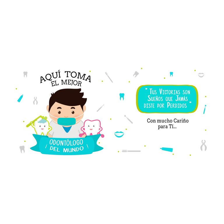 Taza Enlozada Entre Muelas y Mocas - Odontólogo