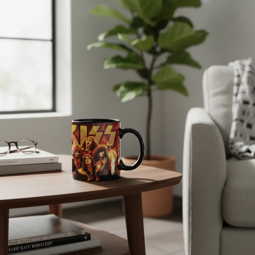 Taza Mágica De Kiss - Bandas De Rock 02 Negro Beso