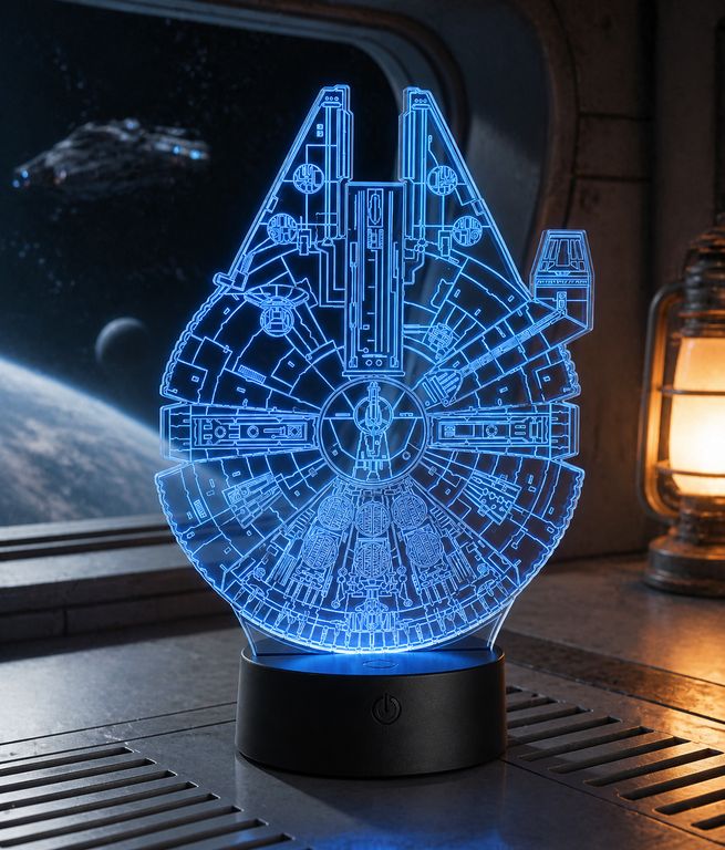Lámpara LED 3D Halcón Milenario Star Wars YT-1300