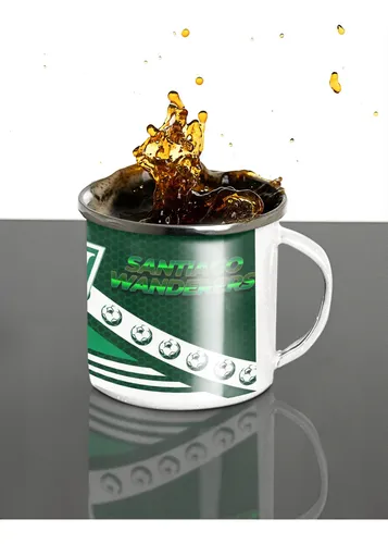 Taza Lechero Enlozado Club Santiago Wanderers Fútbol Chile Blanco Regalo Club