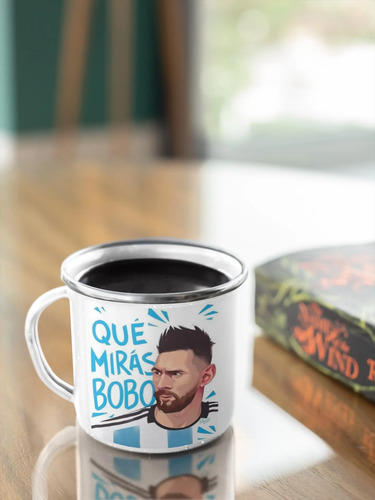Taza Enlozada Lionel Messi - El Arte Del Fútbol Blanco Lionel Messi El Arte Del
