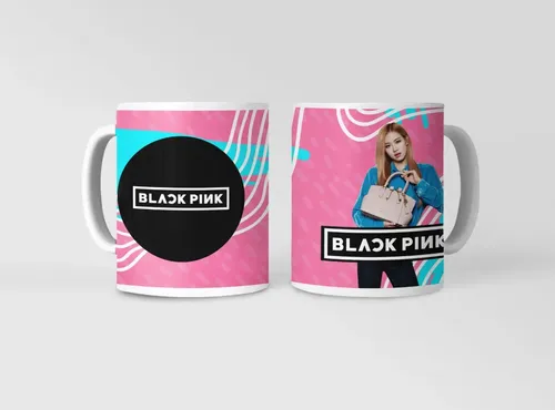 Taza Black Pink Rose Blanco
