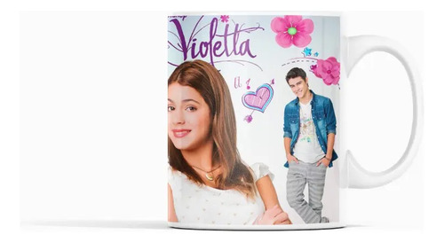 Taza Cantos Y Corazones De Violetta Blanco