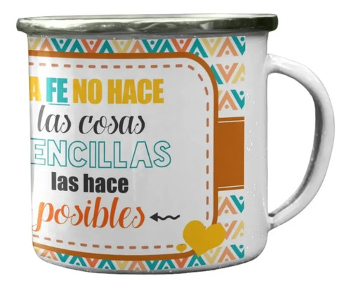 Taza Enlozada La Fe Hace Las Cosas Posibles Blanco Frase Cristiana