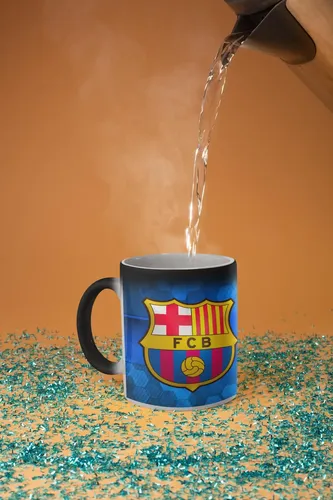 Taza Magica Club Barcelona Futbol Español Cule Catalan Negro Fútbol