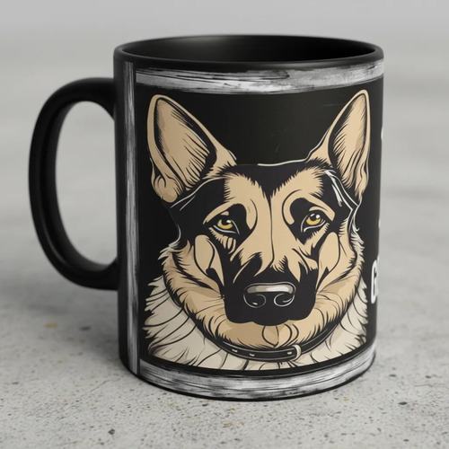 Taza Mágica Pastor Alemán Lealtad Y Valentía Negro Mascota