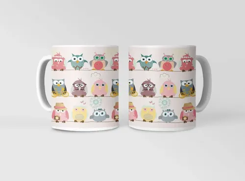 Taza Búhos Mandala - Patrones Que Despiertan Blanco
