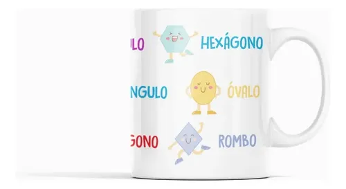 Taza Figuras Geométricas Aprende Formas De Manera Divertida Blanco