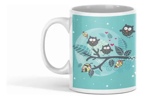 Taza Búhos - Misterios Del Anochecer Blanco