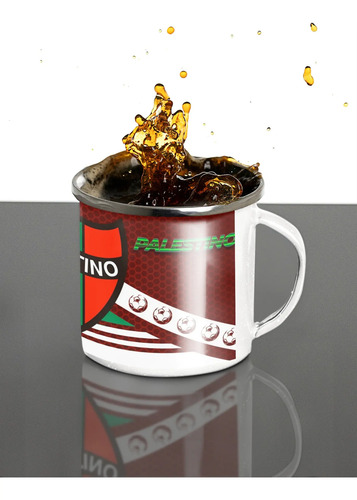 Taza Lechero Enlozado Club Deportivo Palestino Fútbol Chile Blanco Club