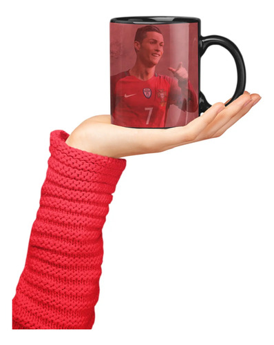 Taza Magica Cristiano Ronaldo Estrellas Del Futbol Portugal Negro Cristiano
