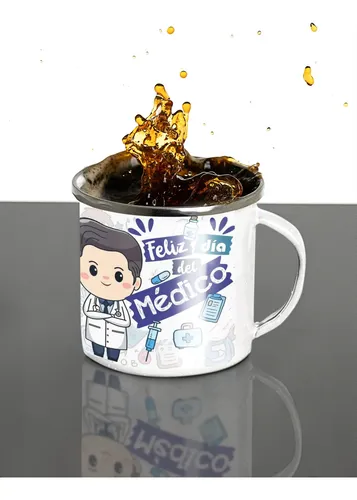 Taza Enlozada Feliz Día Del Médico Celebrando Su Vocación Blanco Profesión