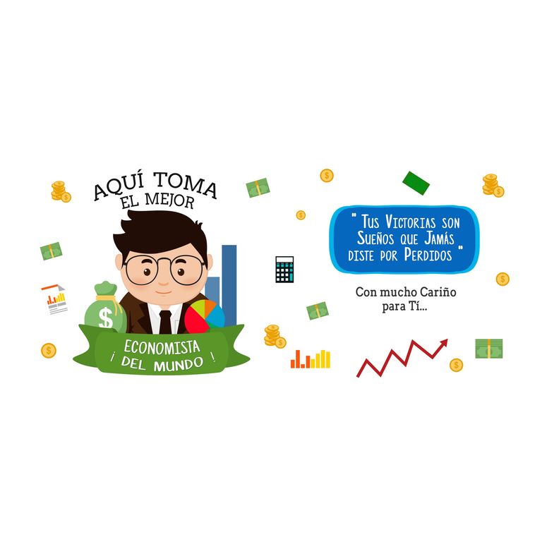 Taza Enlozada Entre Gráficos y Granos de Café - Economista H