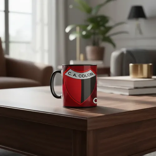 Taza Equipo De Fútbol Argentino Colón De Santa Fe Sabalera Negro