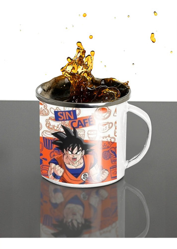 Taza Enlozada Goku De Dragon Ball Energía En Cada Sorbo Blanco Dragon Ball