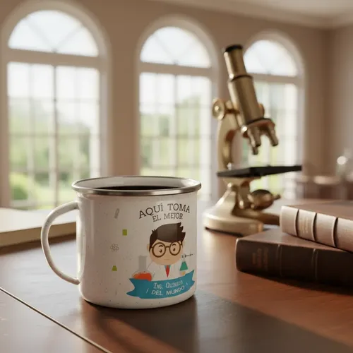Taza Enlozada Química Y Quimeras - Café De Ing. Químico Blanco