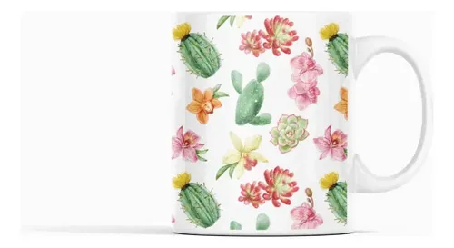 Taza Cactus - Diseño Fresco Y Moderno Blanco
