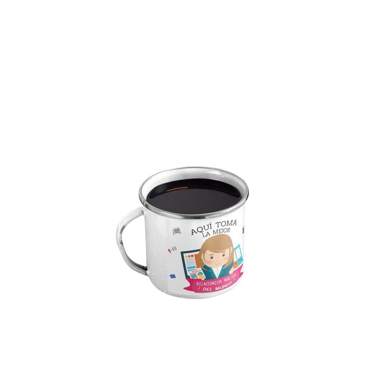 Taza Enlozada Comunicando y Cafeteando - Relacionista Publico M
