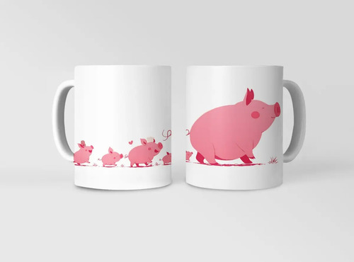 Taza Jabalíes Rosados ¡ternura En Cada Sorbo! Blanco