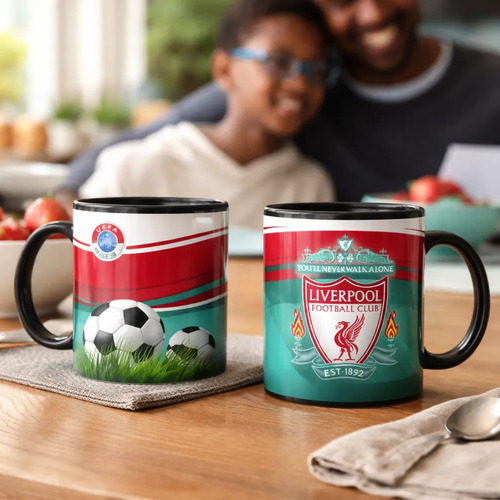 Taza Magica Liverpool Futbol Ingles Reds Anfield Negro Fútbol