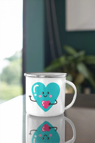 Taza Enlozada Corazón Mi Lugar Favorito - Refugio De Amor Blanco Regalo Refugio