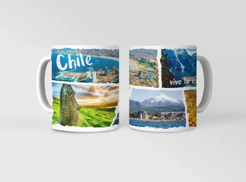 Taza Maravillas De Chile - De Rapa Nui A Patagonia Blanco