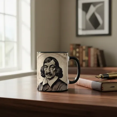Taza Mágica René Descartes Pienso, Luego Existo Negro Arte