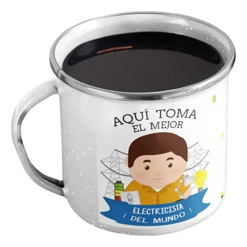 Taza Enlozada Circuitos Y Café - Día De Electricista Blanco Regalo Electricista