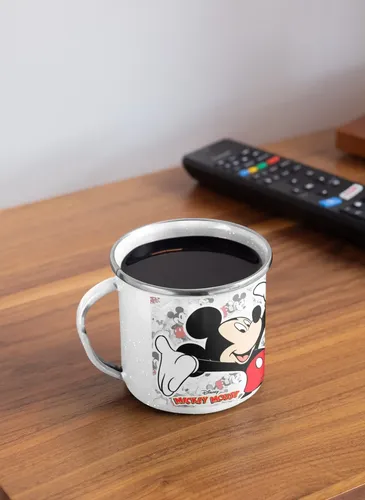Taza Enlozada Mickey Mouse - Icono De Alegría Blanco Mickey Mouse Icono De