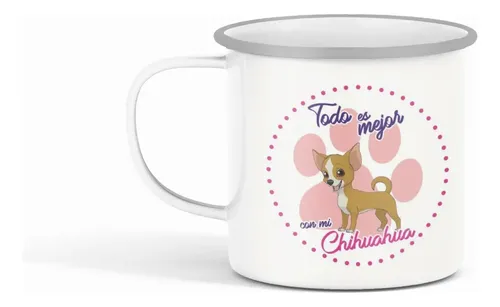 Taza Enlozada Chihuahua - Pequeña Grandeza. Blanco Chihuahua Regalo