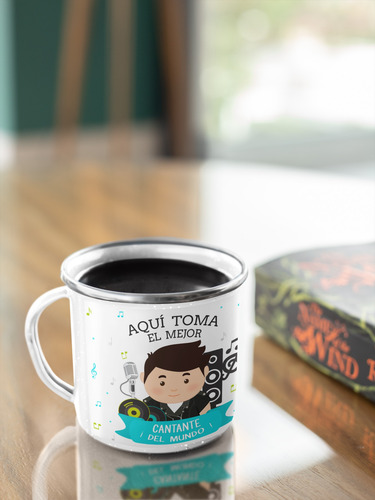 Taza Enlozada Entre Notas Y Café - Cantante