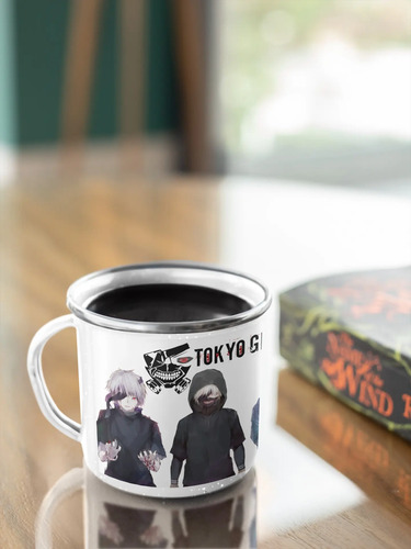Taza Enlozada Misterio De La Máscara Tokyo Ghoul Blanco Tokyo Ghoul