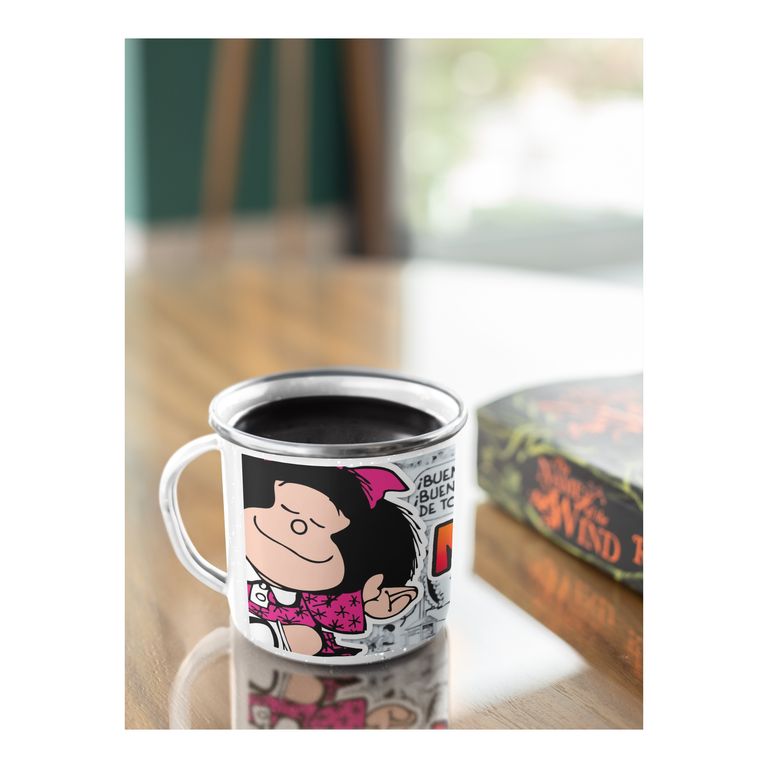 Taza Enlozada Mafalda - Pensamientos y Preguntas