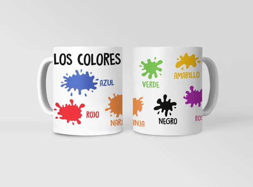 Taza Tazon Colores En Español Aprendizaje Didáctico Blanco