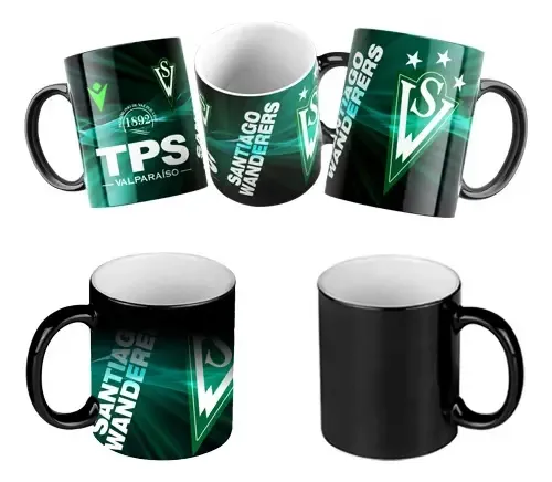 Taza Mágica Club Santiago Wanderers Futbol Chileno Negro Santiago Wanderers