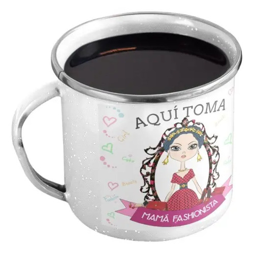 Taza Enlozada Tendencias Y Moda - Mamá Fashionista Blanco