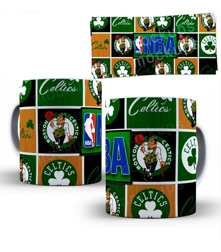 Taza Mágica Boston Celtics- Nba -lucky The Leprechaun Negro Nba