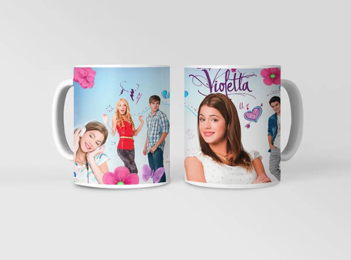 Taza Cantos Y Corazones De Violetta Blanco