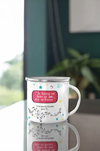 Taza Enlozada Con Notas Y Café - Maestro De Música