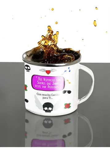 Taza Enlozada Estrella De Rock Femenina - Riffs Y Rebeldía Blanco Regalo
