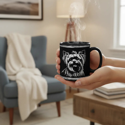 Taza Mágica Mascota Yorkshire Terrier Encanto Y Vivacidad Negro Mascota